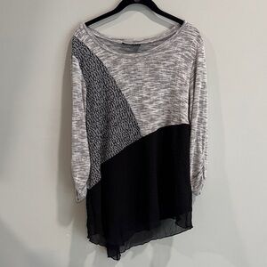 Style & Co. Heather Gray and Black Blouse